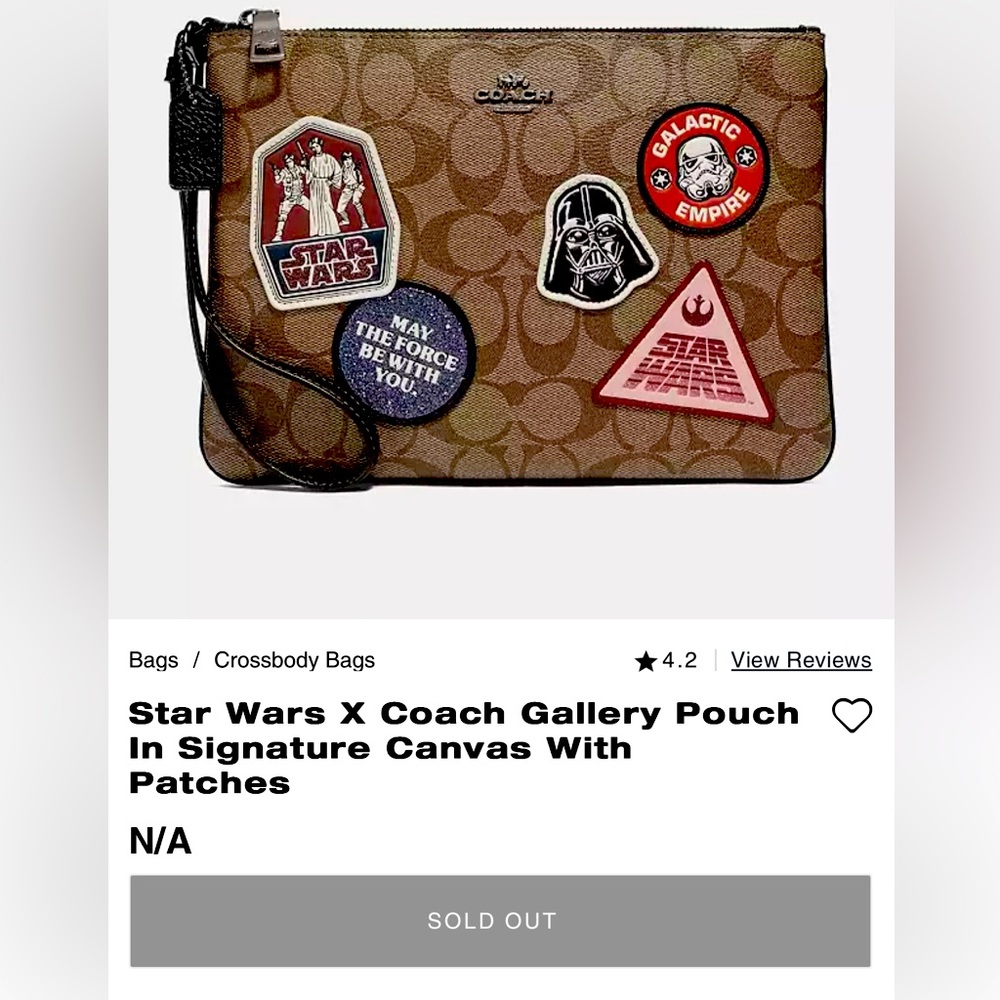 NWT COACH x Star Wars Gallery Pouch In Signature Canvas With Patches